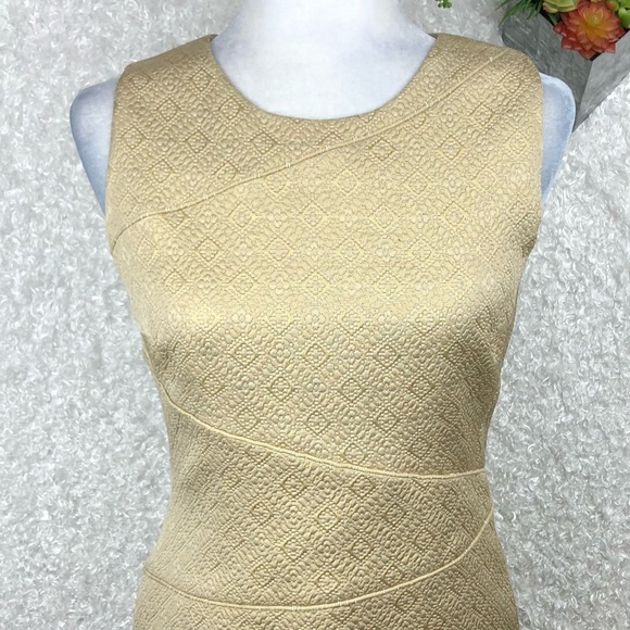 Worth Jacquard Brocade Textured Sleeveless Retro Sheath Dress Size 2 - Picture 2 of 7